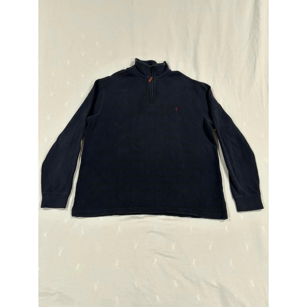 Polo Ralph Lauren Quarter Zip Long Sleeve Pullover Mens Large Navy Cotton